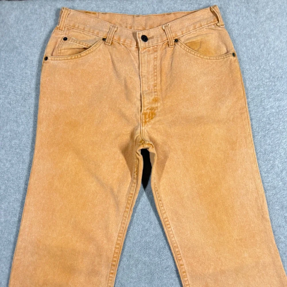 Vintage‎ 1980s Levi's 630-7775 White Tab Jeans Tan Orange Actual 28x34 Talon 42